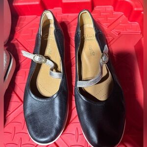 Clarks Women's Black Flats with Silver Strap